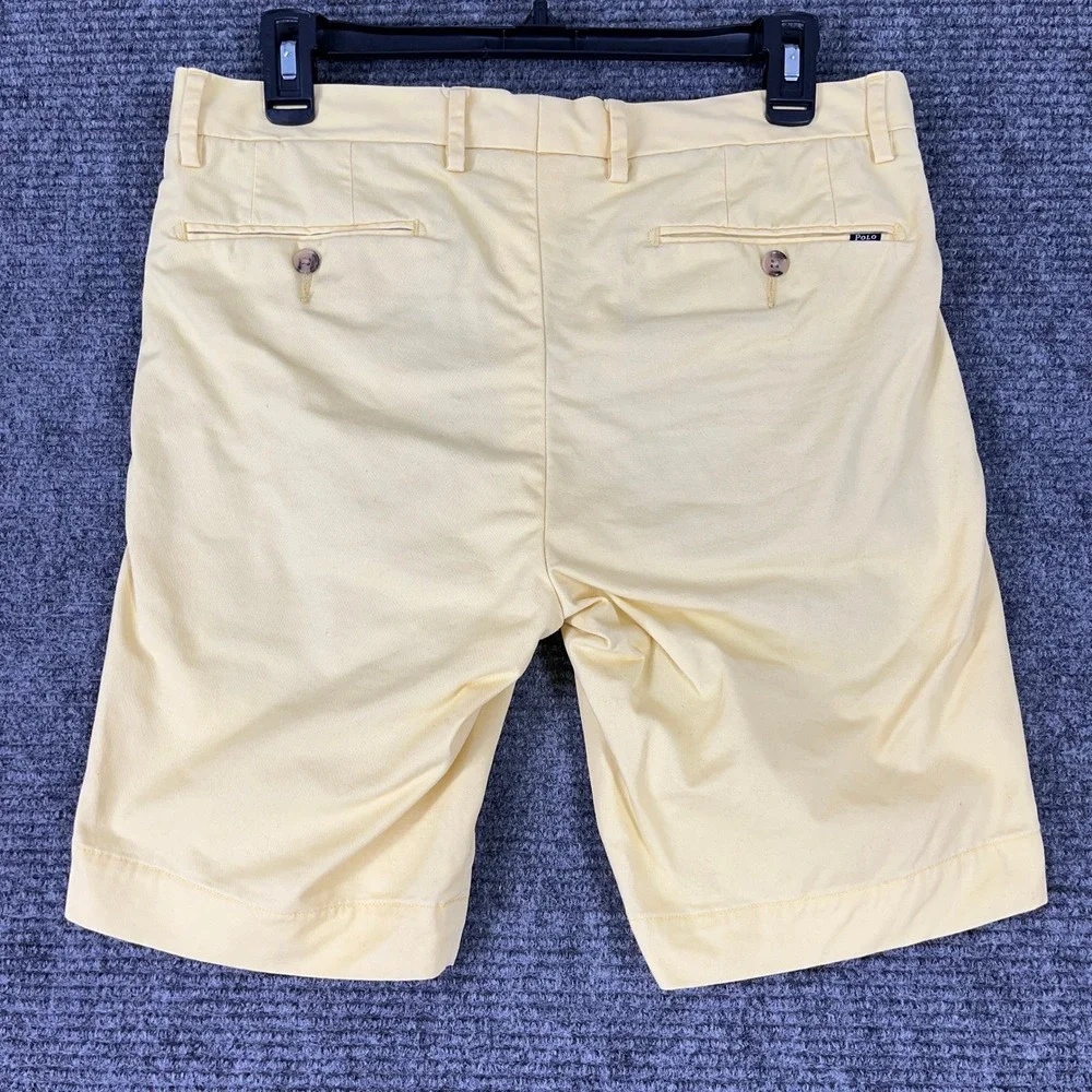 Polo Ralph Lauren Chino Shorts Mens Yellow 30 Flat Front Casual Summer Preppy 9
